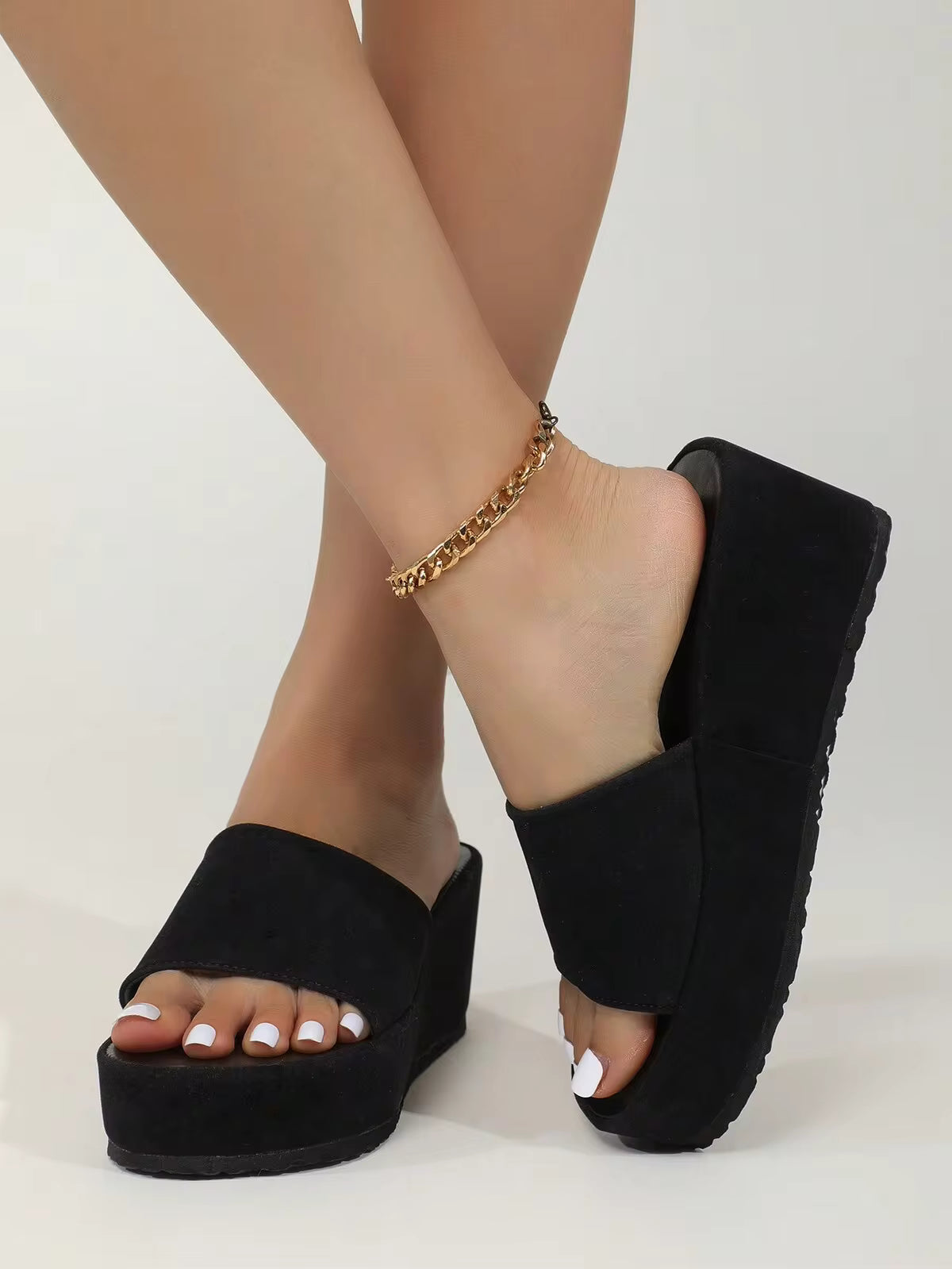 Women's High Heel Butterfly Thong Sandals, Casual Outdoor Slippers With Thick Non-Slip Sole, Simple Style For Summer,Travel Essential
